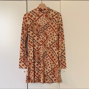 70’s Style Mock-Neck Swing Dress